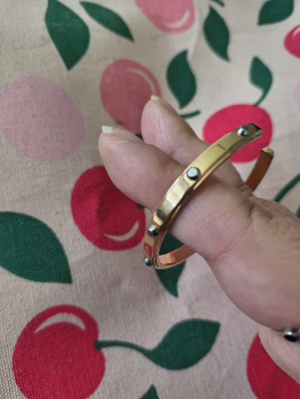 Michael Kors Heritage Astor Rose Gold Tone Silver Studded Cuff Bangle.